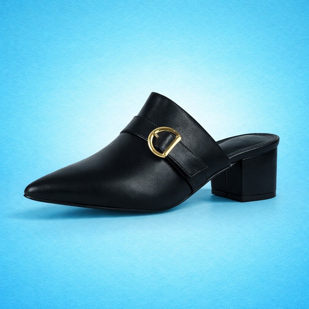 New Women's Perphy Pointed Toe Slip-on Chunky Heel Mules, size 8